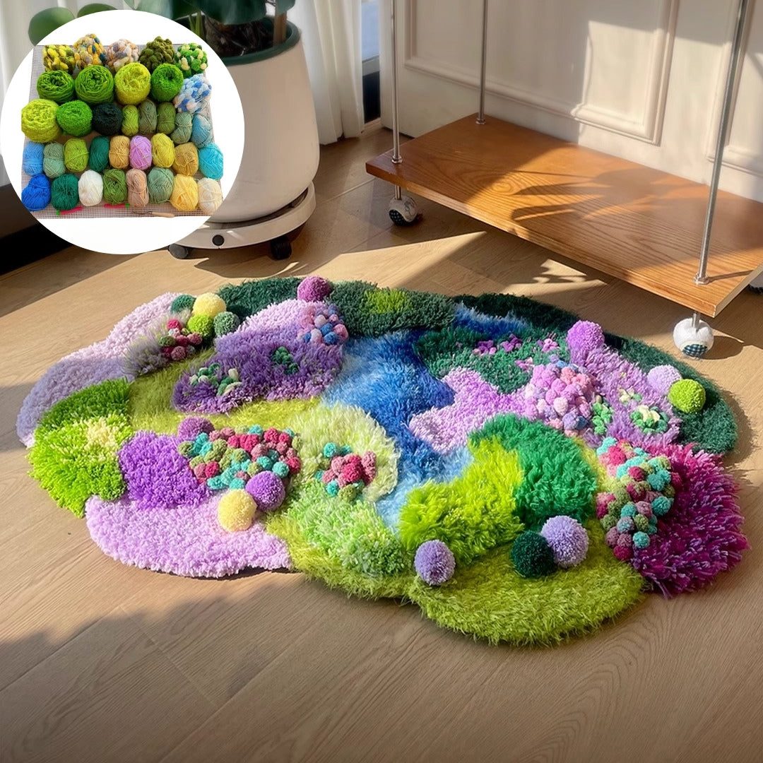 Lavender Moss Carpet, Latch Hook Kit, Beginner DIY Project with Tutorials