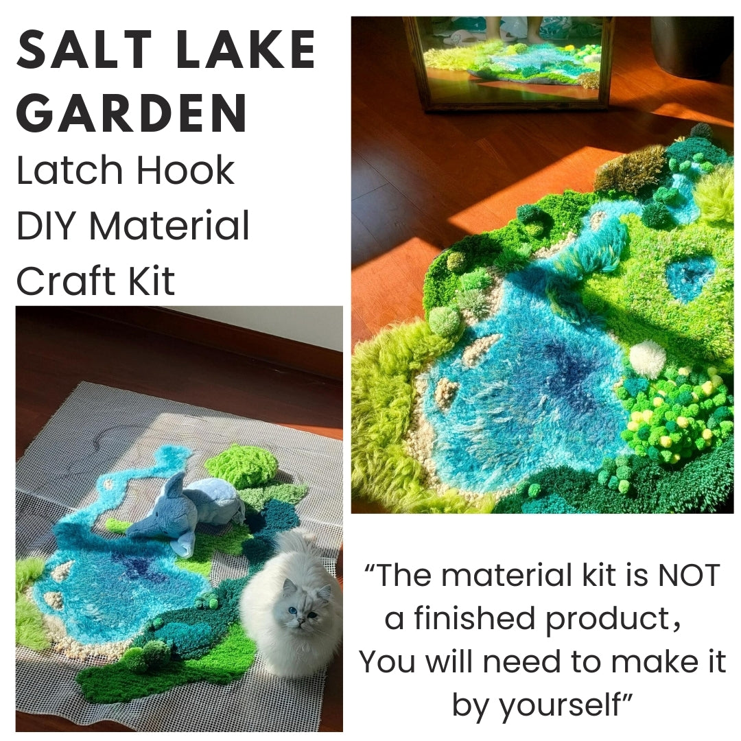 Salt Lake Moss Carpet, Latch Hook Kit, Beginner DIY Project with Tutorials