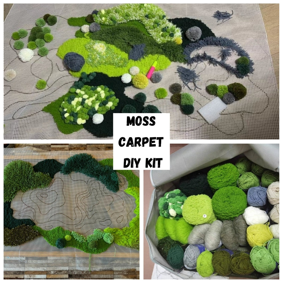 Moss Carpet, Latch Hook Kit, Beginner DIY Project with Tutorials