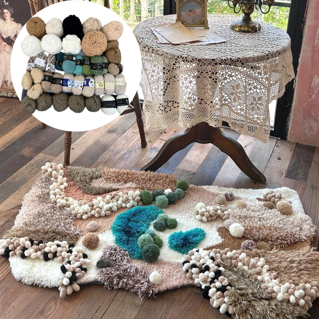 Desert Moss Carpet, Latch Hook Kit, Beginner DIY Project with Tutorials