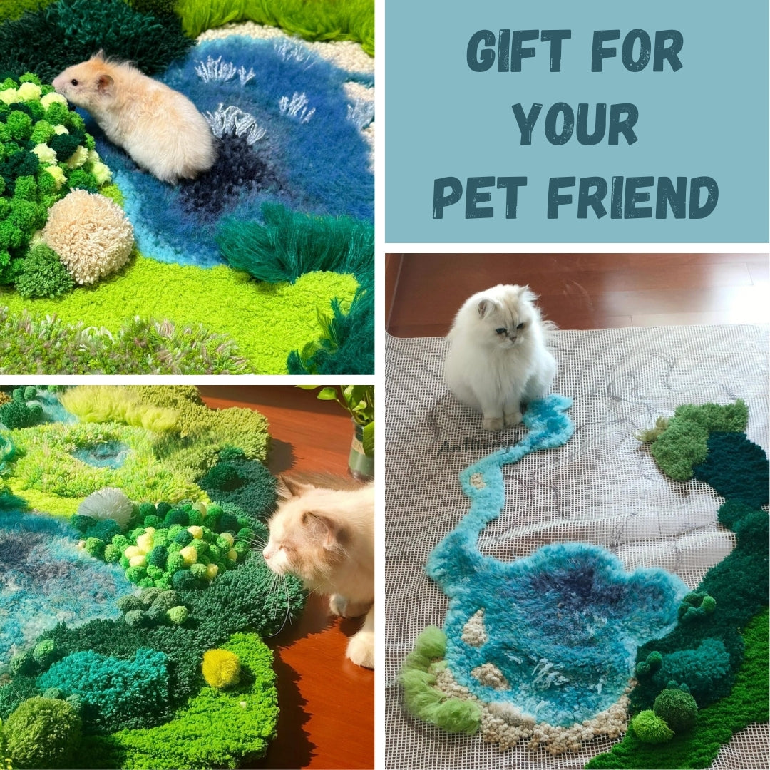 Salt Lake Moss Carpet, Latch Hook Kit, Beginner DIY Project with Tutorials