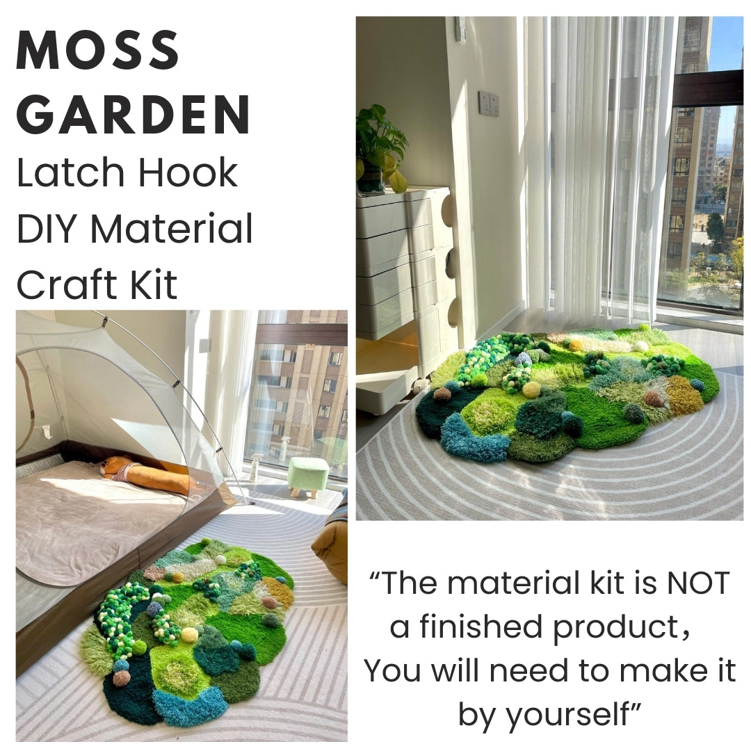 Spring Moss Carpet, Latch Hook Kit, Beginner DIY Project with Tutorials