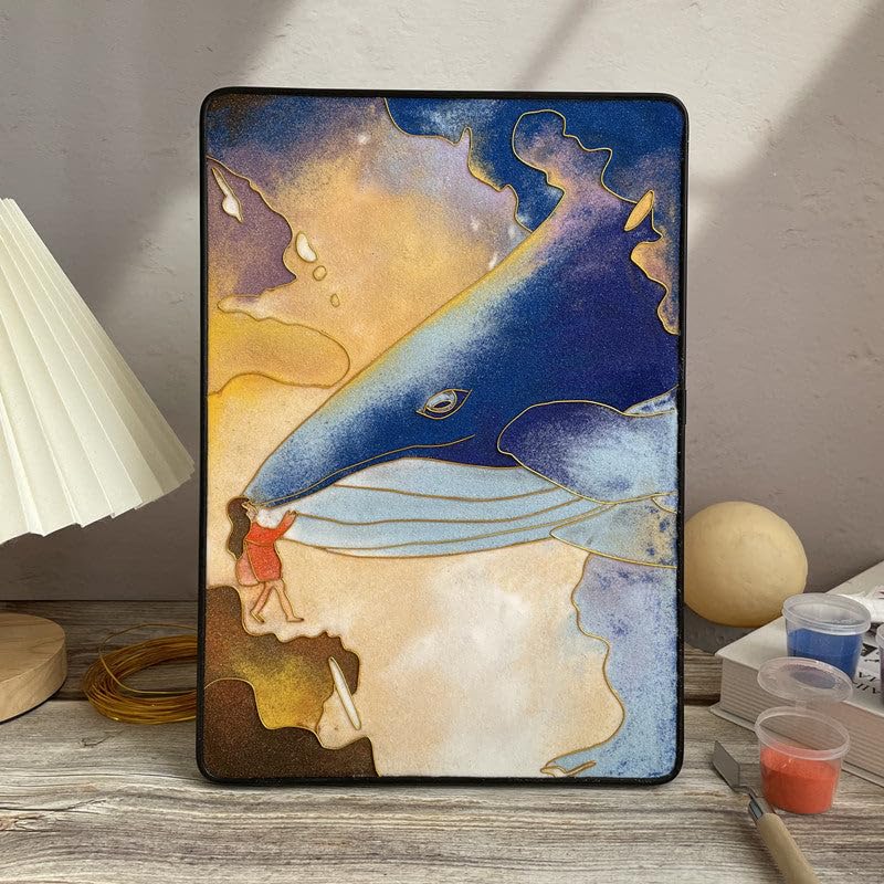 Whales, DIY Cloisonne Filigree Enamel Painting Kit, with Tutorial& All Tools