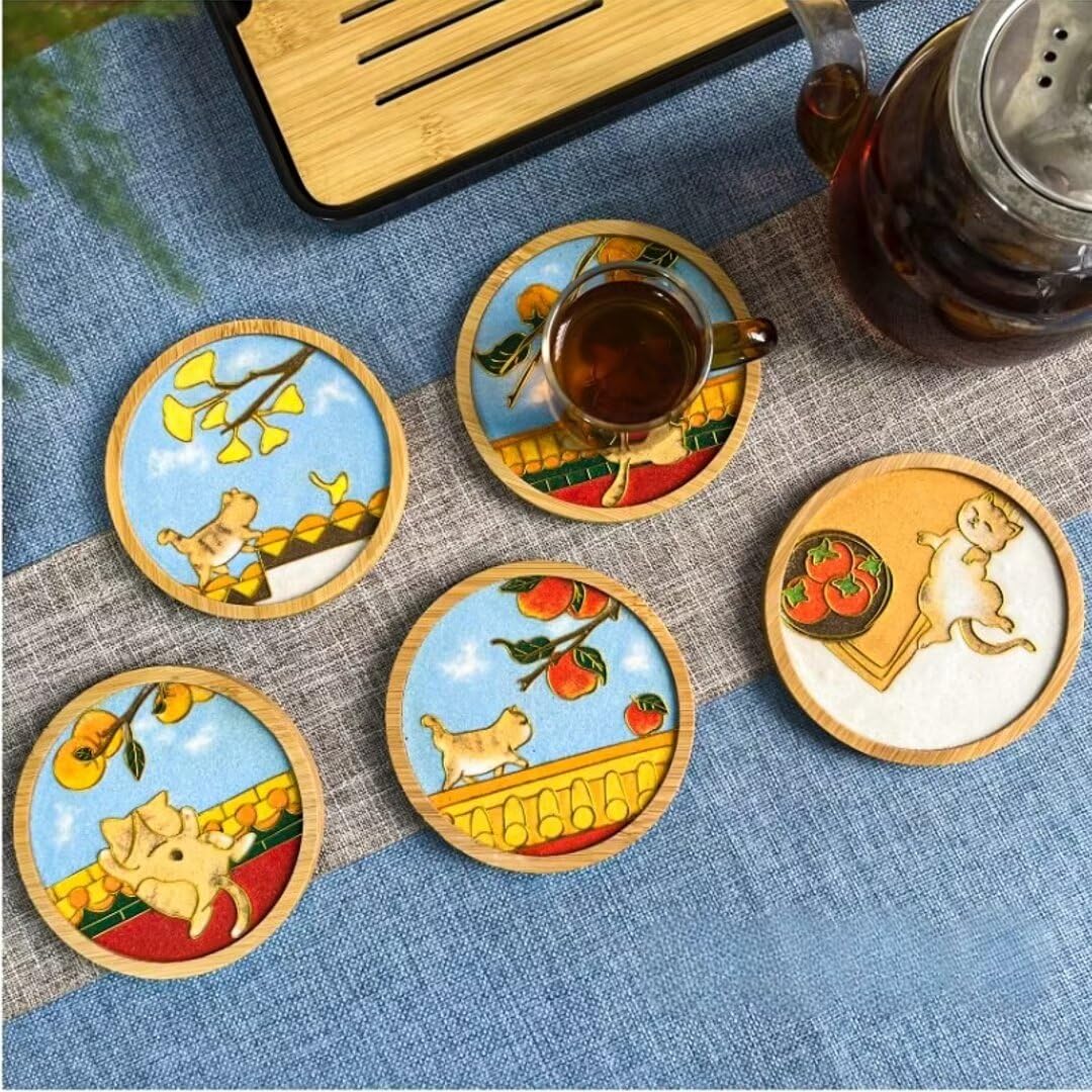 6PCs DIY Coasters Filigree Enamels Art with Epoxy Resin Unique Crafts Coaster DIY Kits Perfect Hobby for Adults Teens Elderly Handmade Home Decor Gifts