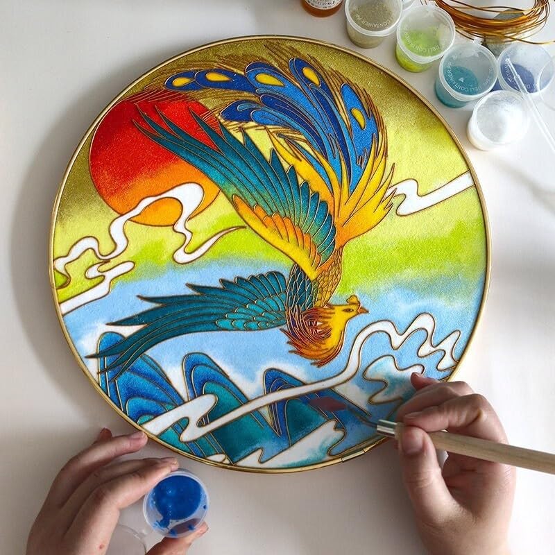 Phoenix,Beginner Cloisonné Enamel DIY Kit, with Tutorial& All Tools