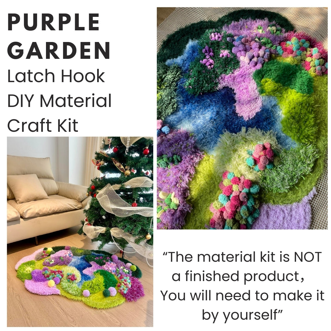Lavender Moss Carpet, Latch Hook Kit, Beginner DIY Project with Tutorials