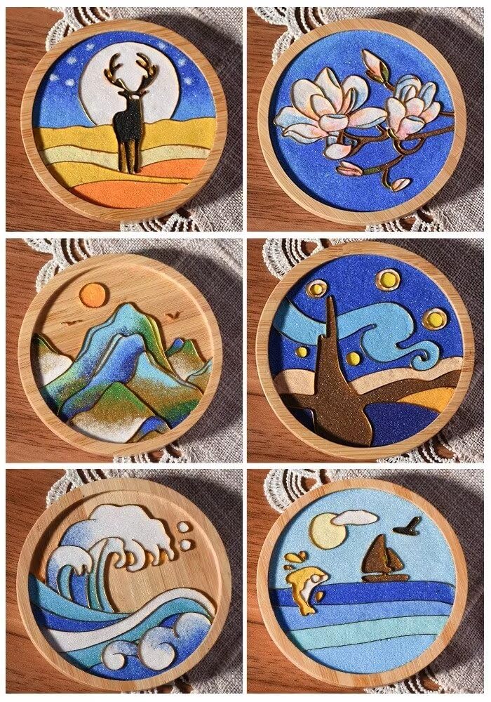 6PCs DIY Coasters Filigree Enamels Art with Epoxy Resin Unique Crafts Coaster DIY Kits Perfect Hobby for Adults Teens Elderly Handmade Home Decor Gifts