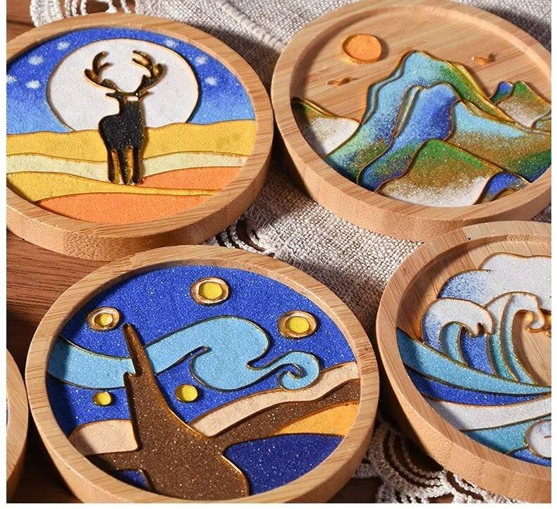 6PCs DIY Coasters Filigree Enamels Art with Epoxy Resin Unique Crafts Coaster DIY Kits Perfect Hobby for Adults Teens Elderly Handmade Home Decor Gifts