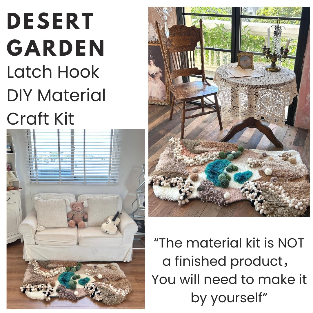 Desert Moss Carpet, Latch Hook Kit, Beginner DIY Project with Tutorials