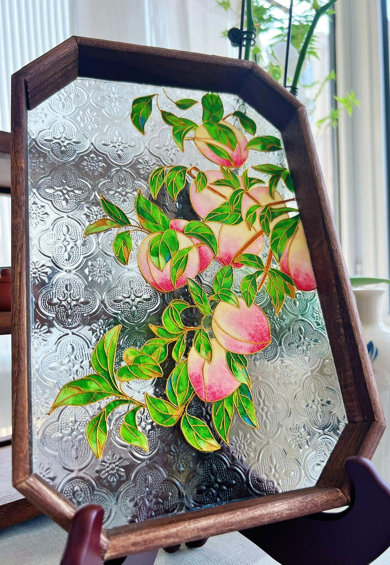 Peaches Filigree on Glass, DIY Cloisonne Filigree Enamel Painting Kit, with Tutorial& All Tools