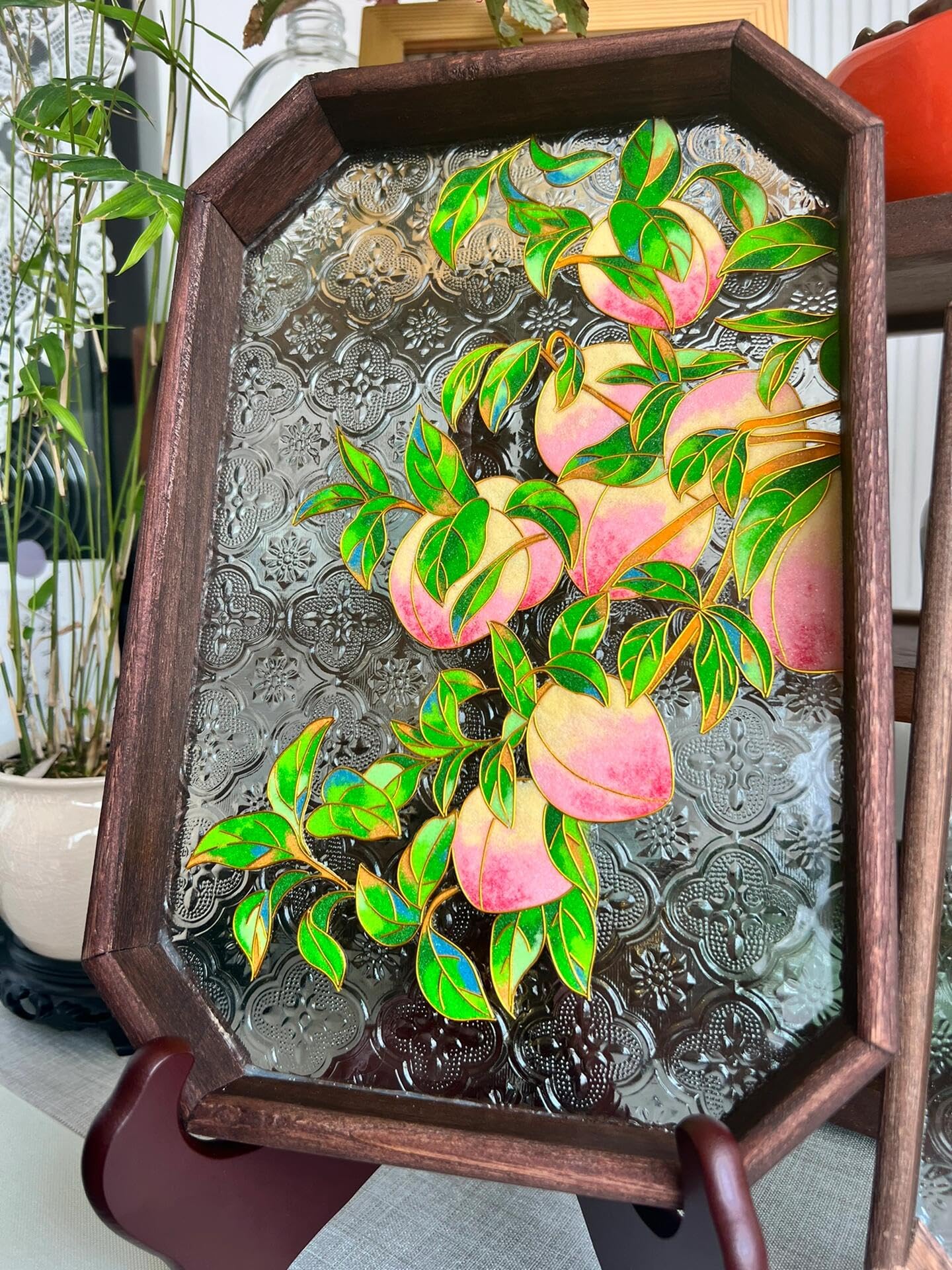 Peaches Filigree on Glass, DIY Cloisonne Filigree Enamel Painting Kit, with Tutorial& All Tools