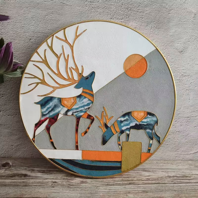 Modern Deers, DIY Cloisonne Filigree Enamel Painting Kit, with Tutorial& All Tools