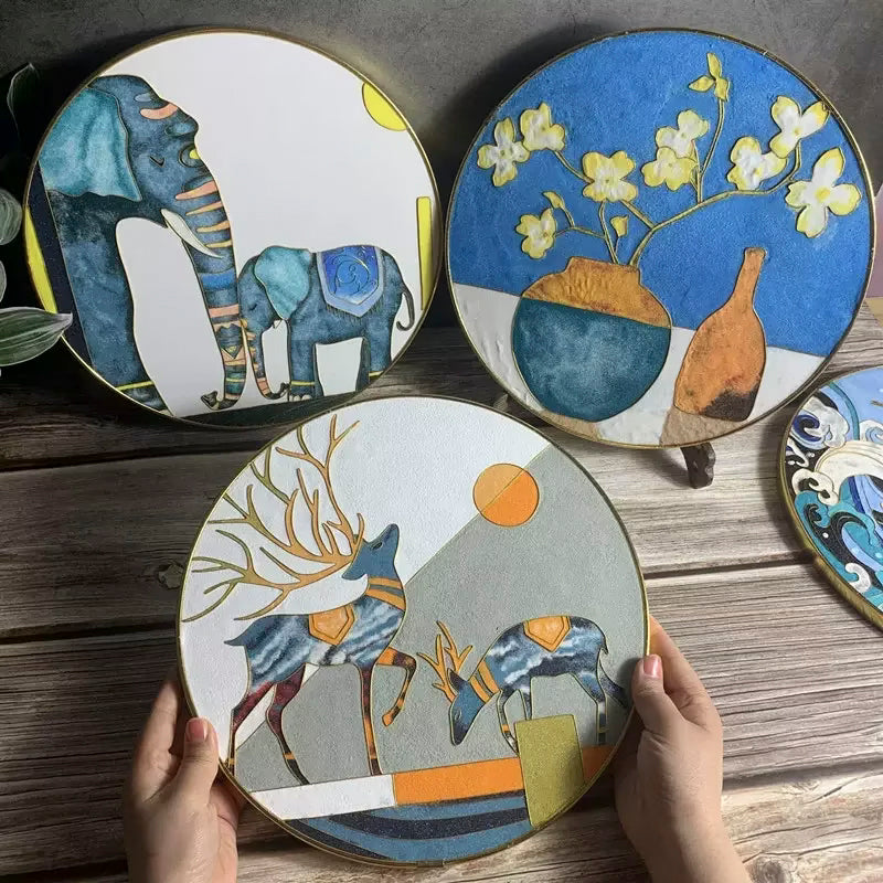Modern Deers, DIY Cloisonne Filigree Enamel Painting Kit, with Tutorial& All Tools