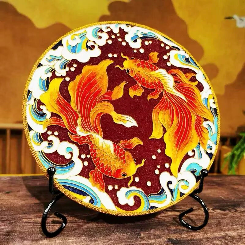 Taichi Koi Fish, DIY Cloisonne Filigree Enamel Painting Kit, with Tutorial& All Tools