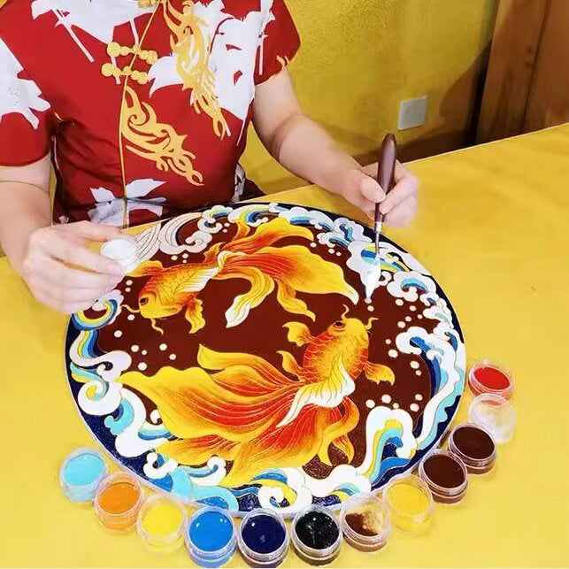 Taichi Koi Fish, DIY Cloisonne Filigree Enamel Painting Kit, with Tutorial& All Tools