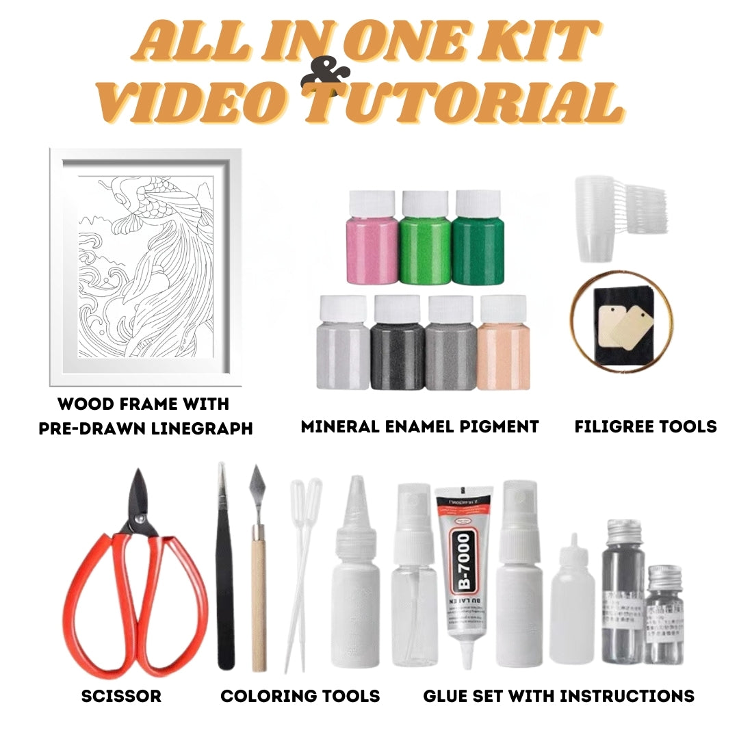Betta Fish, DIY Cloisonne Filigree Enamel Kit, with Tutorial& All Tools