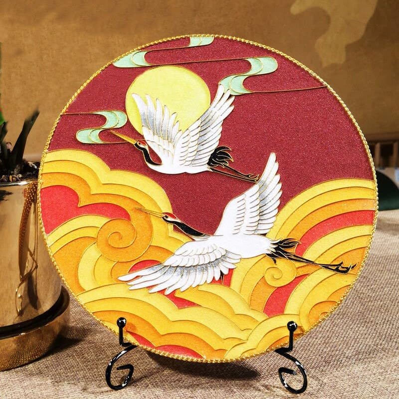 Red and Yellow Cranes,Beginner Cloisonne Enamel DIY Kit, with Tutorial& All Tools