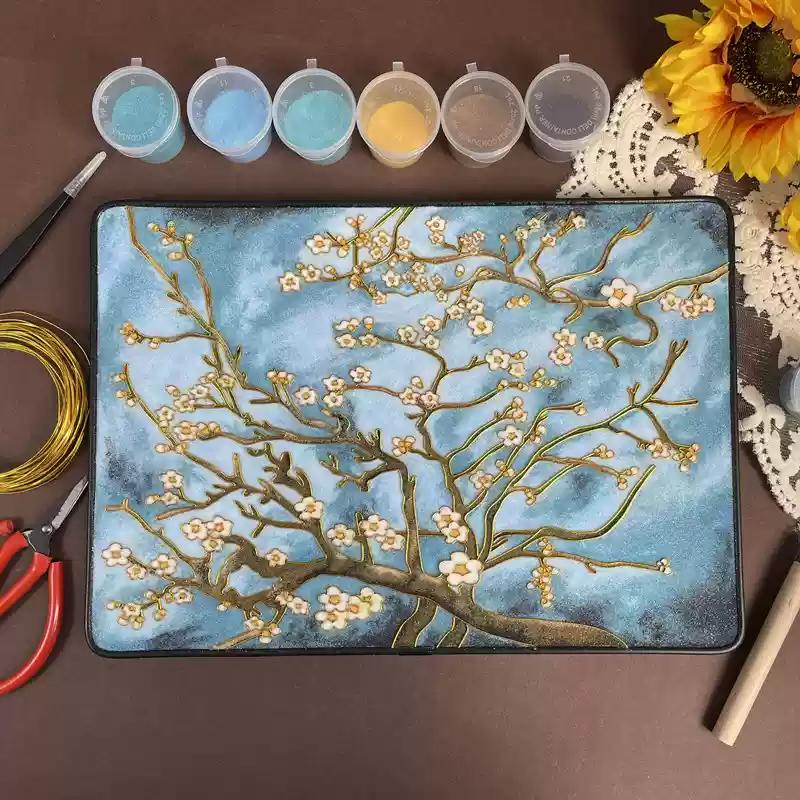 Van Gogh Almond Blossom, DIY Cloisonne Filigree Enamel Kit, with Tutorial& All Tools