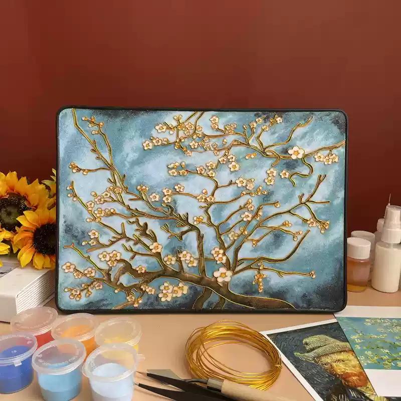 Van Gogh Almond Blossom, DIY Cloisonne Filigree Enamel Kit, with Tutorial& All Tools
