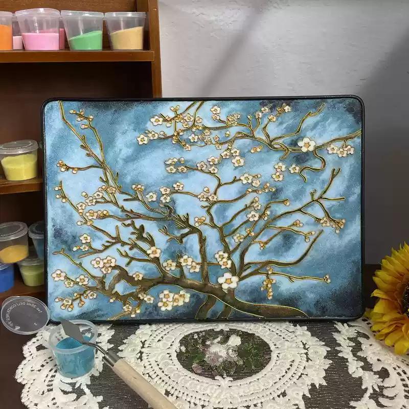 Van Gogh Almond Blossom, DIY Cloisonne Filigree Enamel Kit, with Tutorial& All Tools