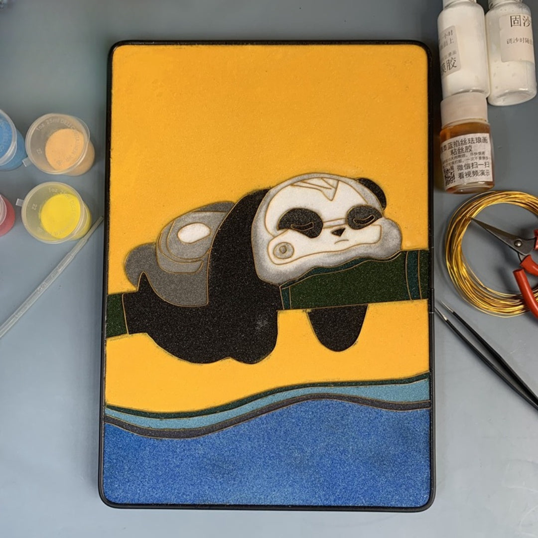 Cyber Panda, DIY Cloisonne Filigree Enamel Painting Kit, with Tutorial& All Tools
