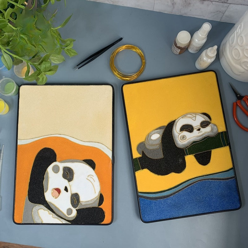 Cyber Panda, DIY Cloisonne Filigree Enamel Painting Kit, with Tutorial& All Tools