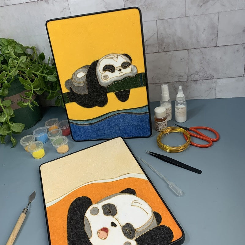 Cyber Panda, DIY Cloisonne Filigree Enamel Painting Kit, with Tutorial& All Tools