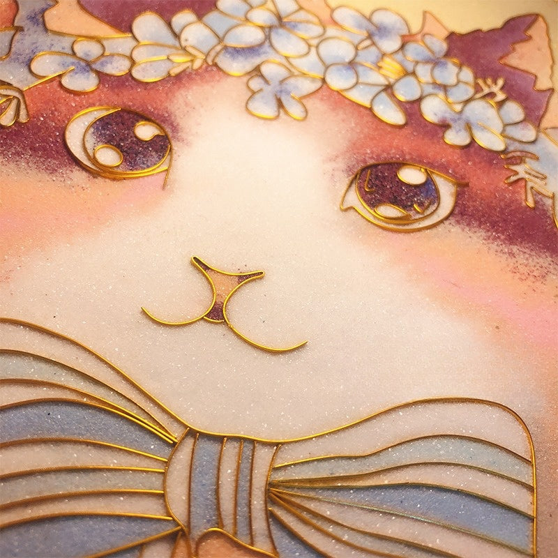 Lilac Cat, DIY Cloisonne Filigree Enamel Painting Kit, with Tutorial& All Tools