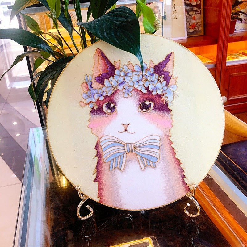 Lilac Cat, DIY Cloisonne Filigree Enamel Painting Kit, with Tutorial& All Tools