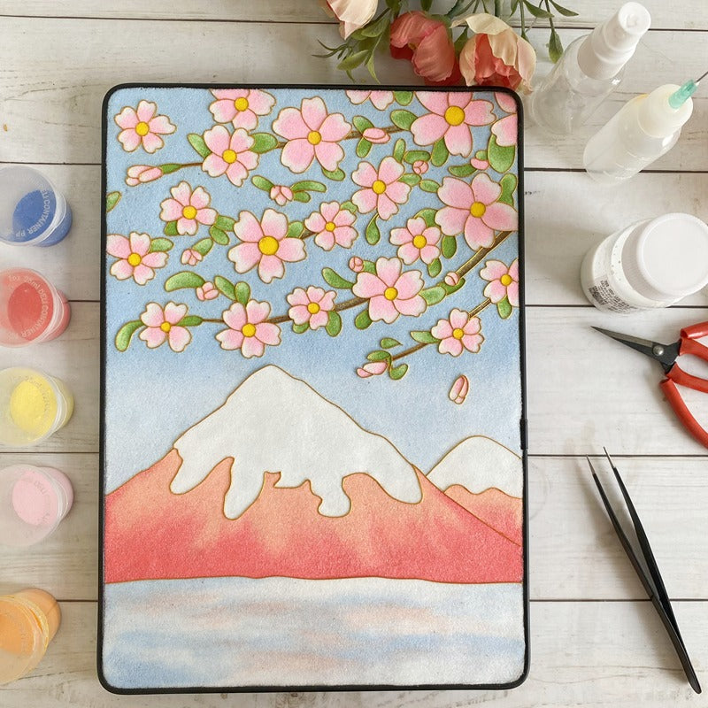 Pink Mountains, DIY Cloisonne Filigree Enamel Kit, with Tutorial& All Tools