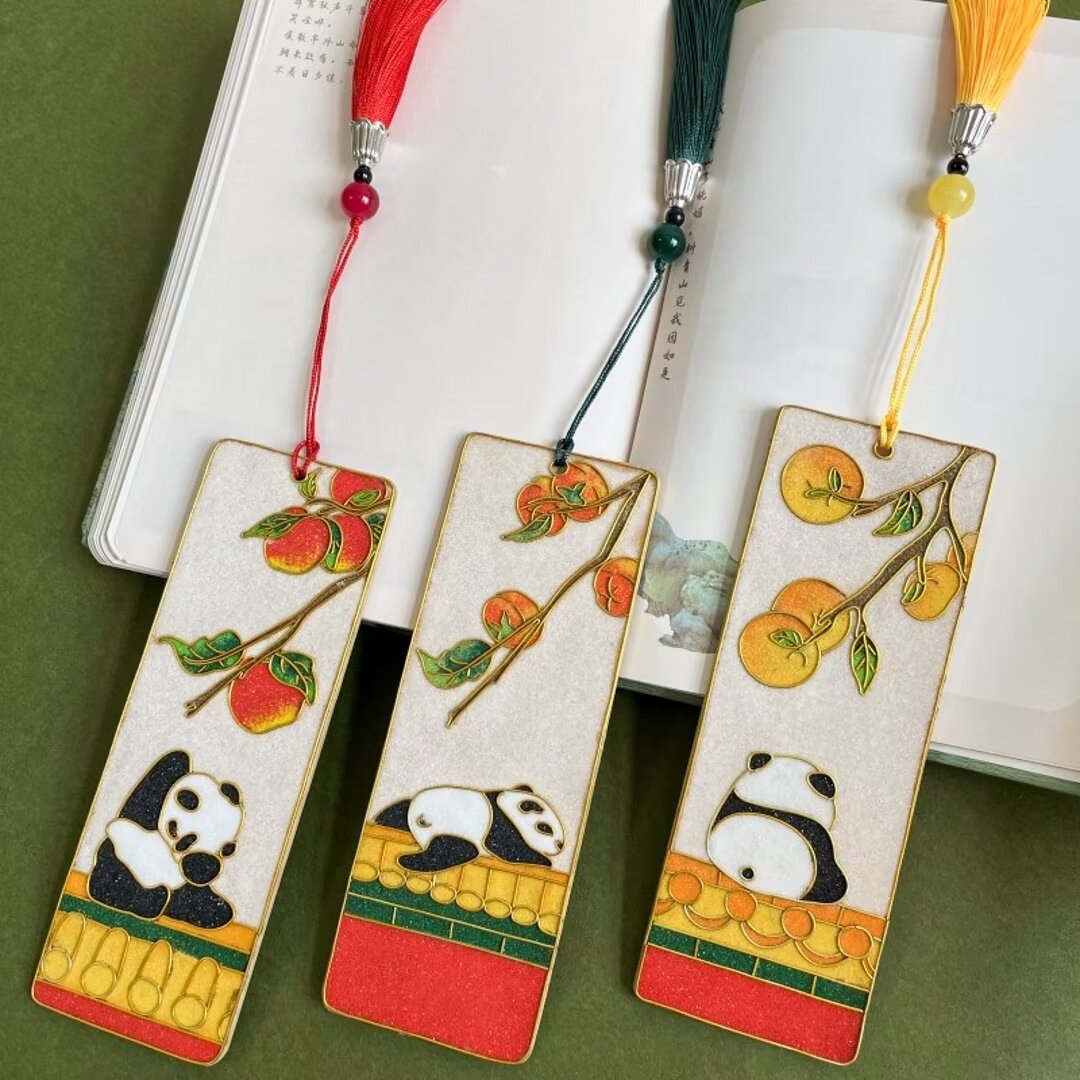 3PCs Panda Bookmarks, DIY Cloisonne Filigree Enamel Painting Kit, with Tutorial& All Tools