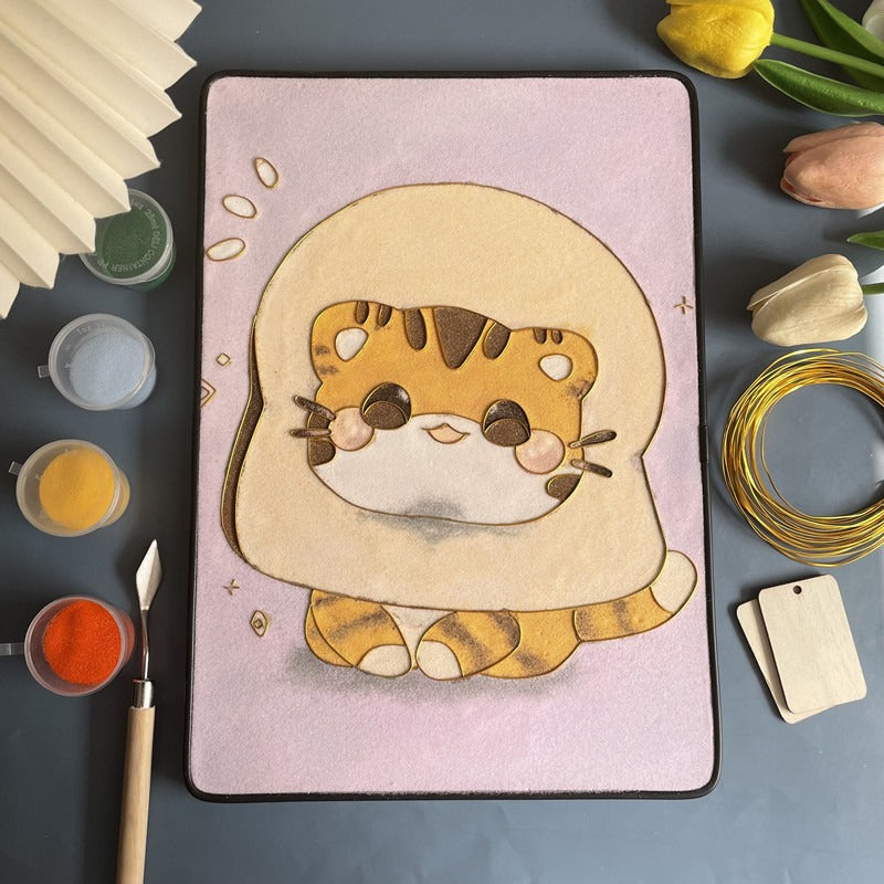 Toast Cat, DIY Cloisonne Filigree Enamel Kit, with Tutorial& All Tools