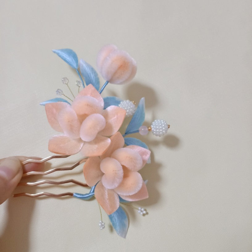 Cardamom,Handmade Silk Velvet Flower,Brooch/Hair Pin/Clip