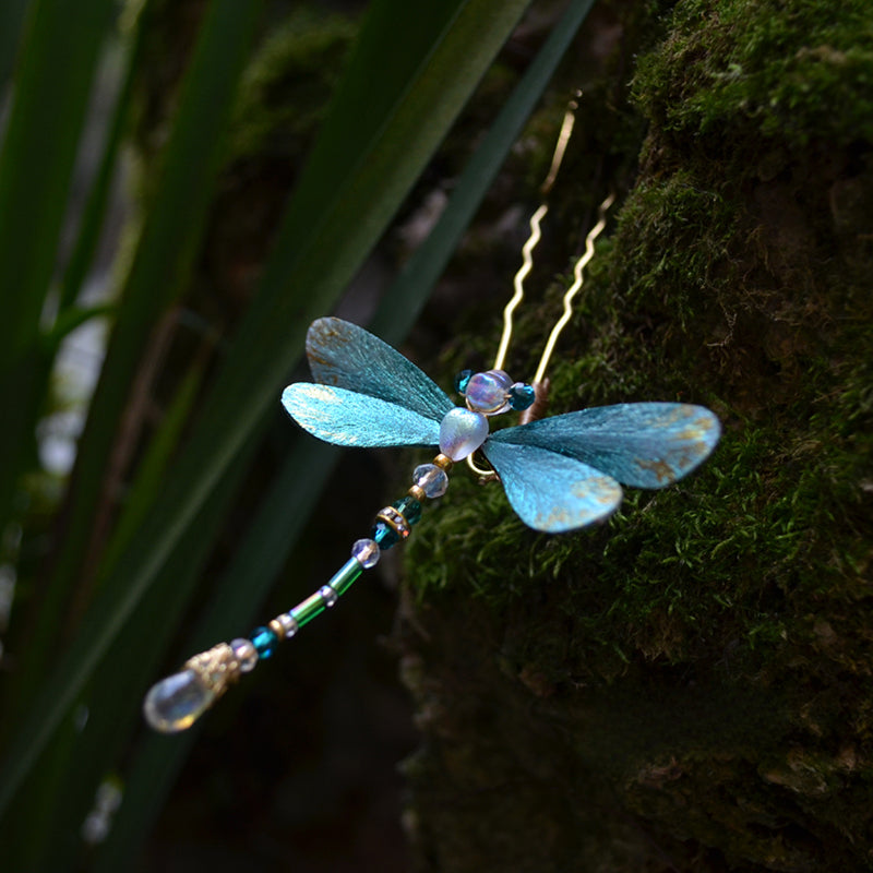Dragonfly, Handmade Silk Velvet Flower,Brooch/Hair Pin/Clip