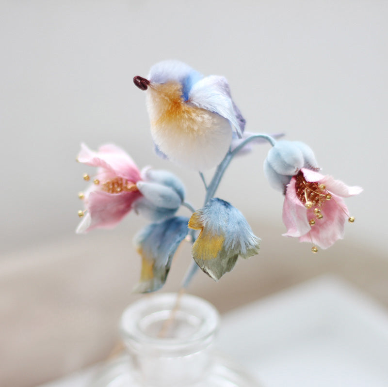 Birdie, Handmade Silk Velvet Flower,Brooch/Hair Pin/Clip