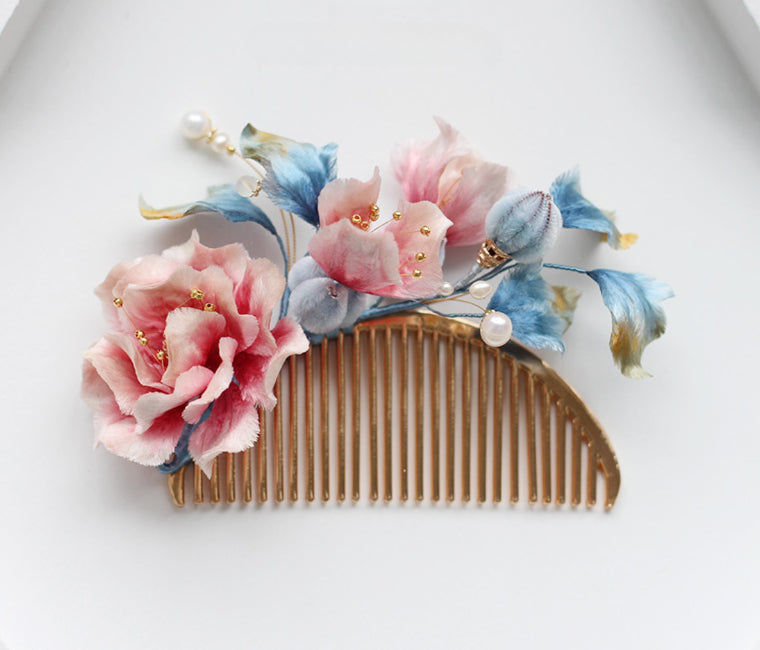 Flowers and birds, Handmade Silk Velvet Flower,Brooch/Hair Pin/Clip