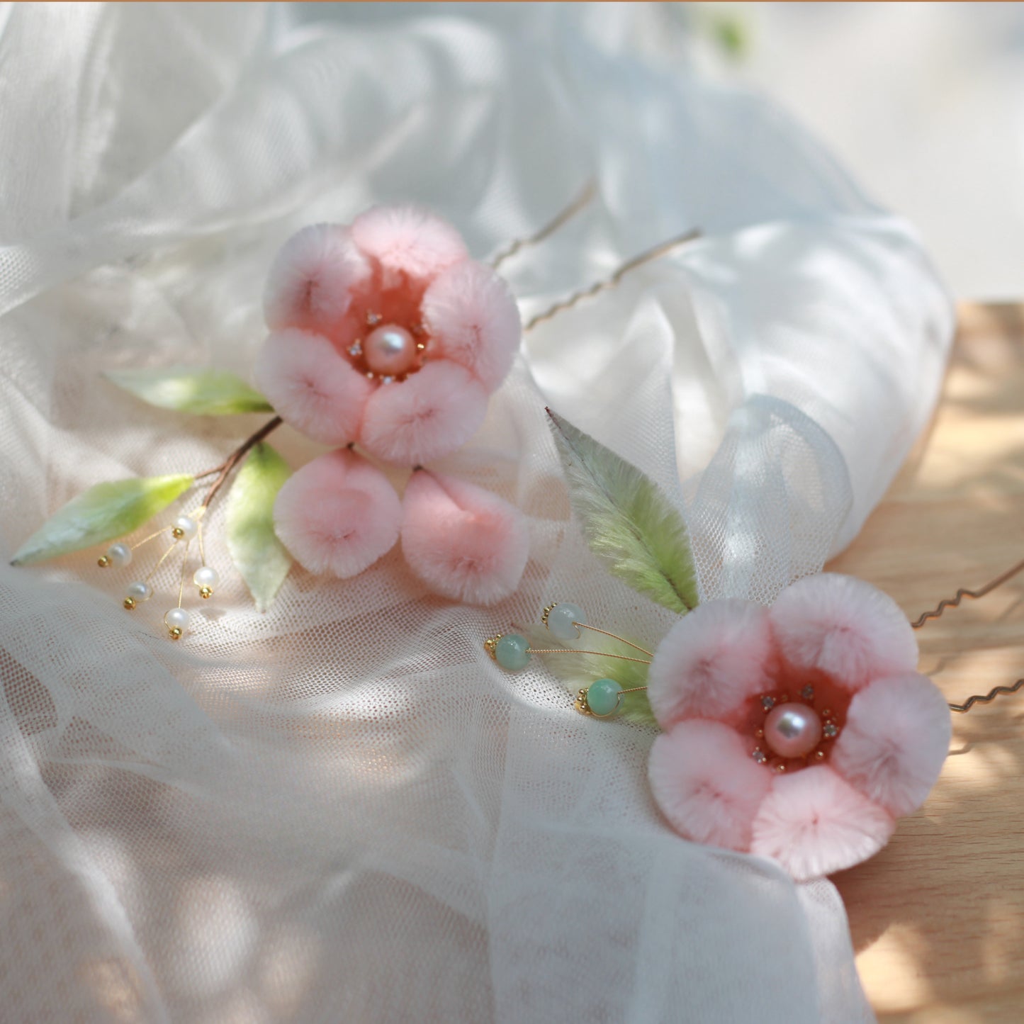 Fluffy Peachy Flower,Handmade Silk Velvet Flower,Brooch/Hair Pin/Clip