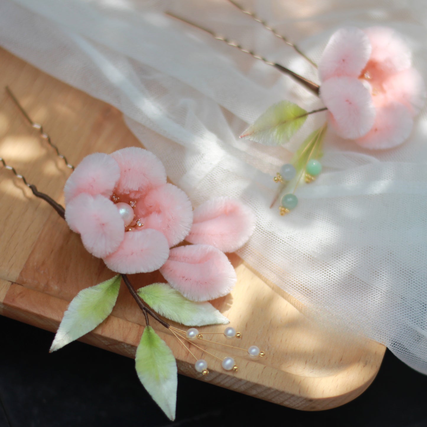 Fluffy Peachy Flower,Handmade Silk Velvet Flower,Brooch/Hair Pin/Clip