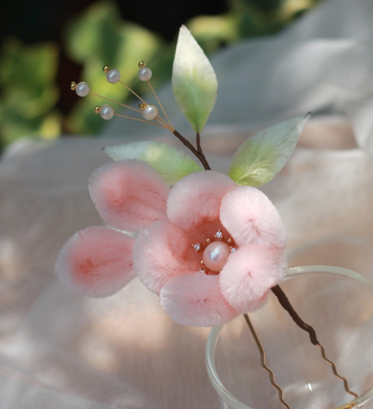 Fluffy Peachy Flower,Handmade Silk Velvet Flower,Brooch/Hair Pin/Clip