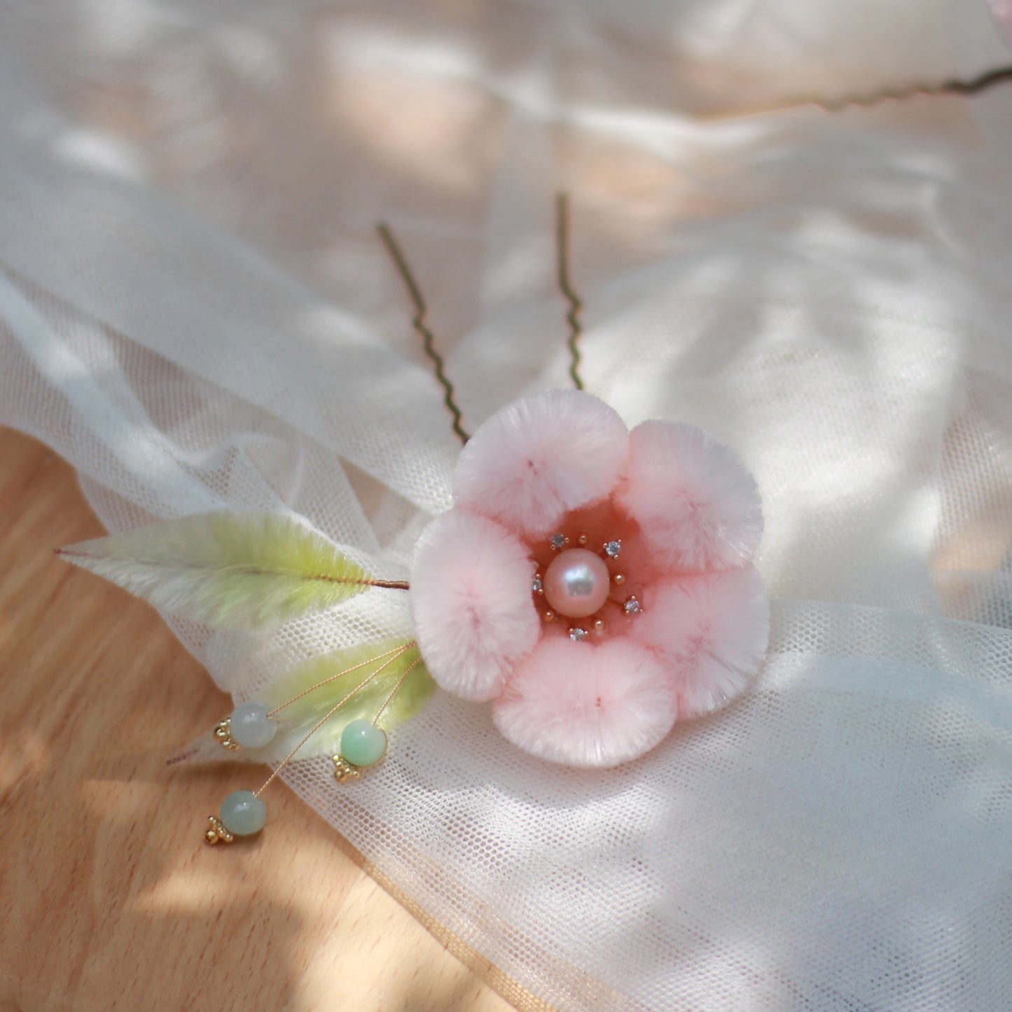 Fluffy Peachy Flower,Handmade Silk Velvet Flower,Brooch/Hair Pin/Clip