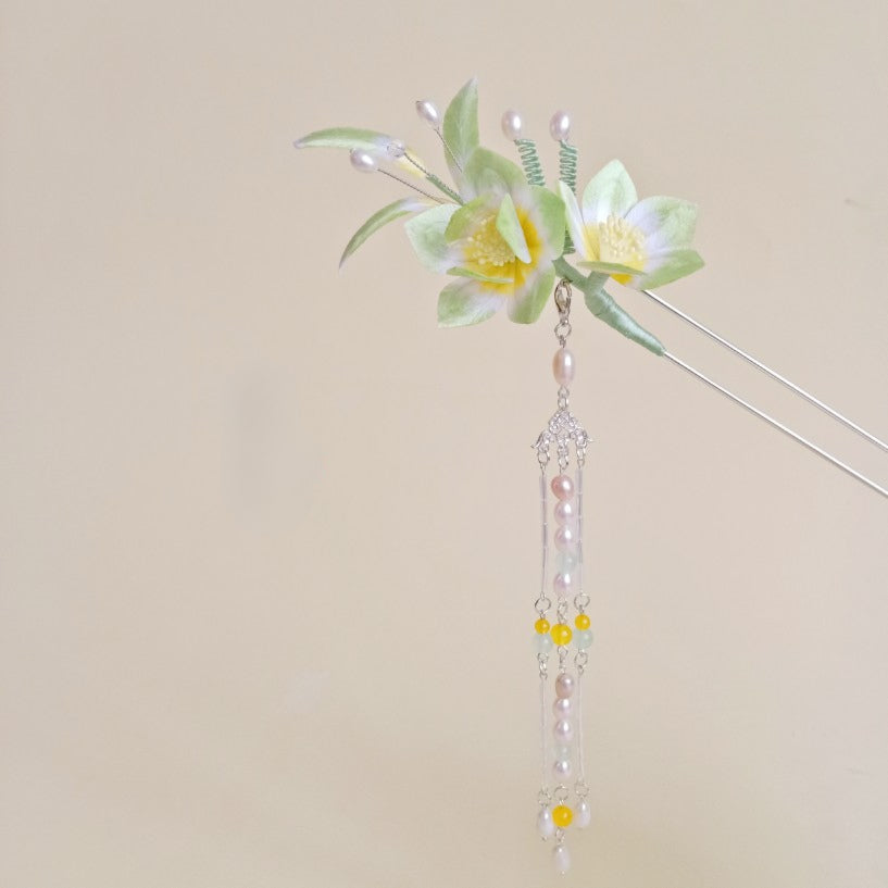 Green Flower, Handmade Silk Velvet Flower,Brooch/Hair Pin/Clip