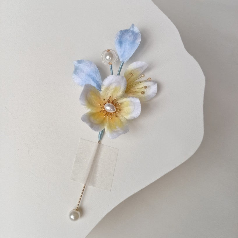 Moonlight, Handmade Silk Velvet Flower,Brooch/Hair Pin/Clip