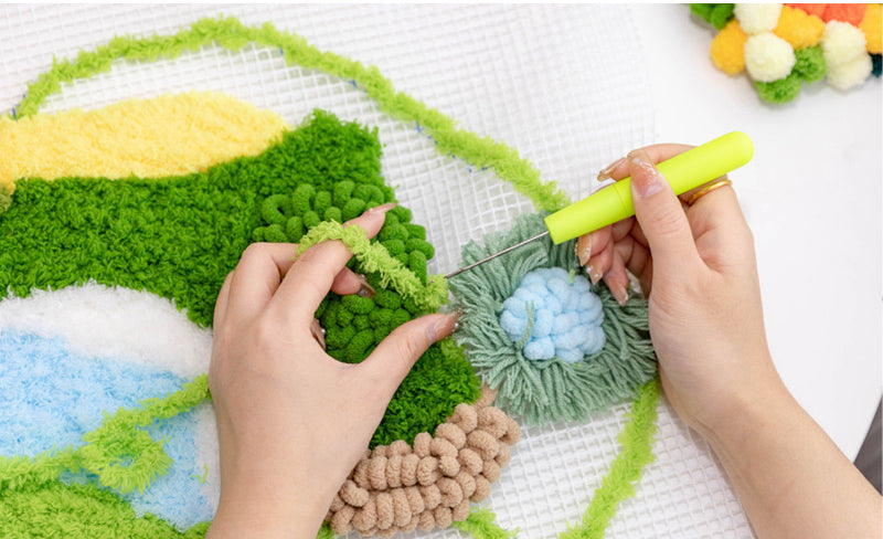 Latch Hook Kits DIY Moss Carpet Material Package Coaster Forest Handmade Mesh Cloth Decorative Painting Creative Gift Ins Handmade