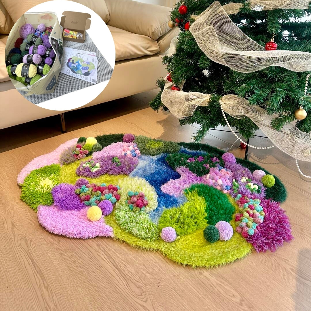 Lavender Moss Carpet, Latch Hook Kit, Beginner DIY Project with Tutorials