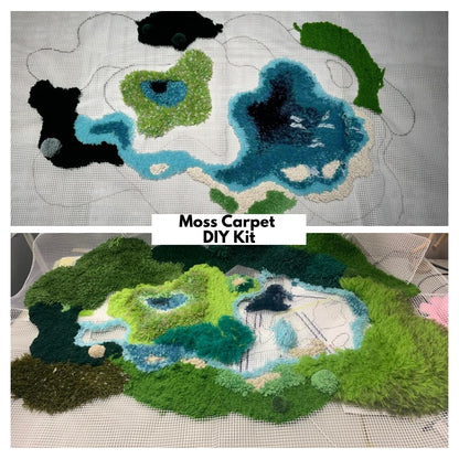 Salt Lake Moss Carpet, Latch Hook Kit, Beginner DIY Project with Tutorials
