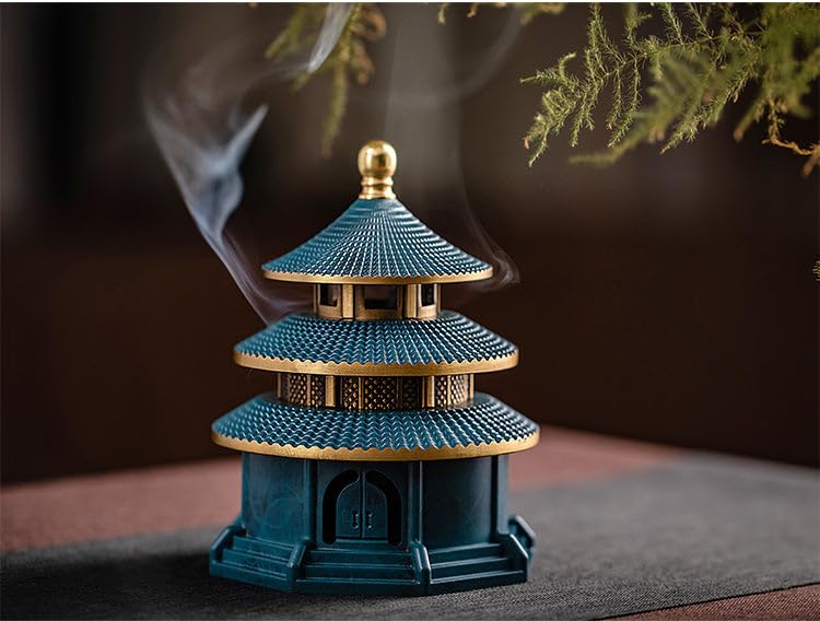 Tiantan Chinese Palace, Blue Copper Incense Burner,Home Decor Aromatherapy Ornament