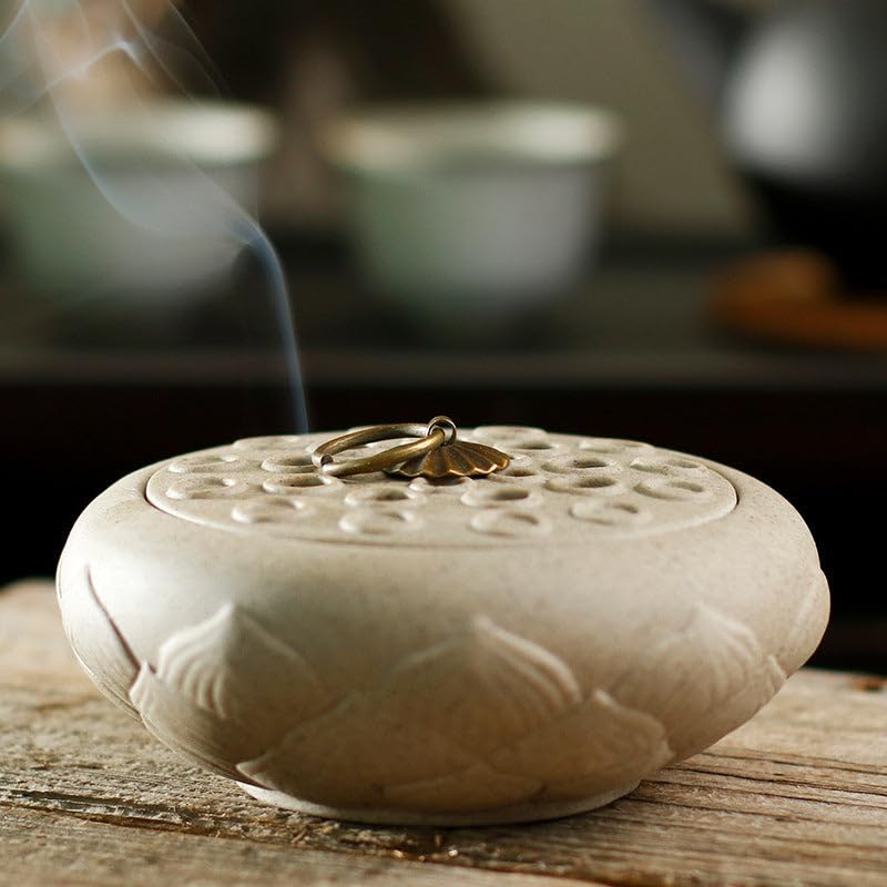 Purple Sand Lotus Burner Sandalwood Burner Ceramic Plate Burner,Home Decor Aromatherapy Ornament