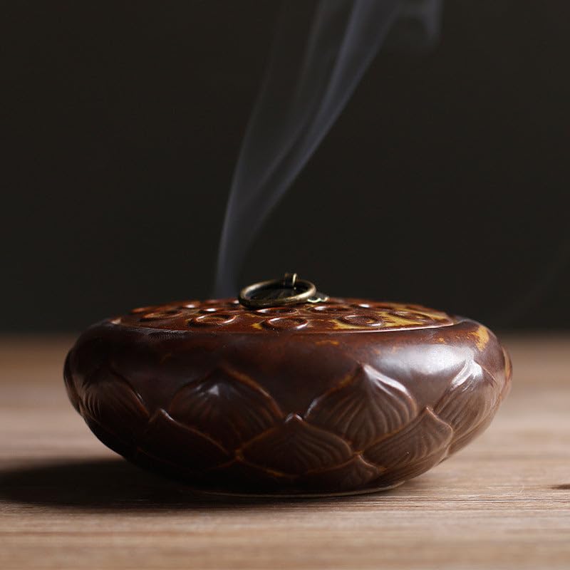 Purple Sand Lotus Burner Sandalwood Burner Ceramic Plate Burner,Home Decor Aromatherapy Ornament