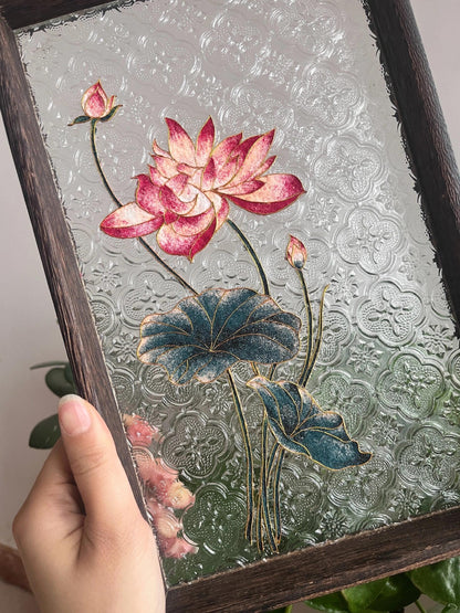 Lotus Filigree on Glass, DIY Cloisonne Filigree Enamel Painting Kit, with Tutorial& All Tools