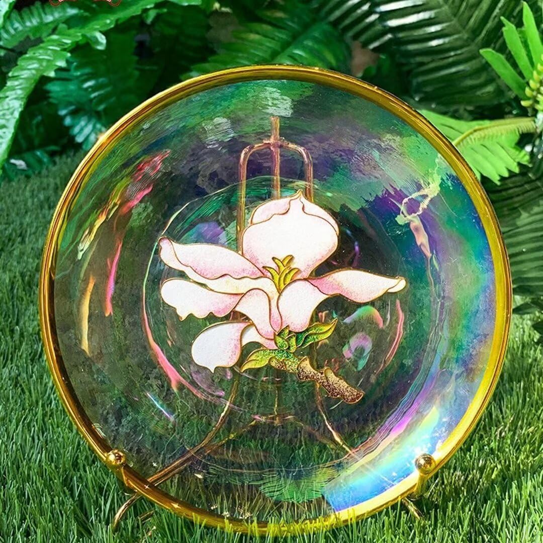 Cloisonne DIY Kit Suitable for Beginners,Lotus On Acrylic Plate,Home Decoration,Including All Tools,Paint by Numbers Kit,Pre-Drawn Painting for Adults and Kids,6" Diameter